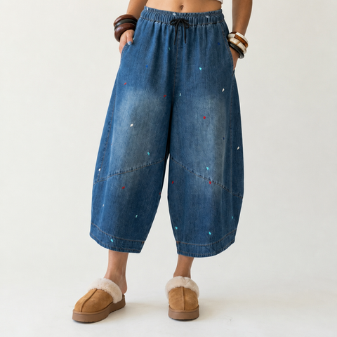 Wanderlust Embroidered Denim Harem Jeans
