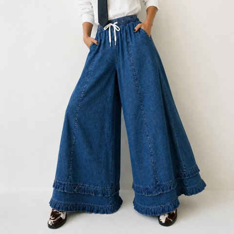 Wanderlust Ruffle Wide-Leg Jeans