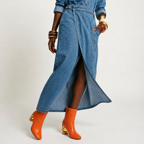 Boundless Denim Wrap Maxi Set