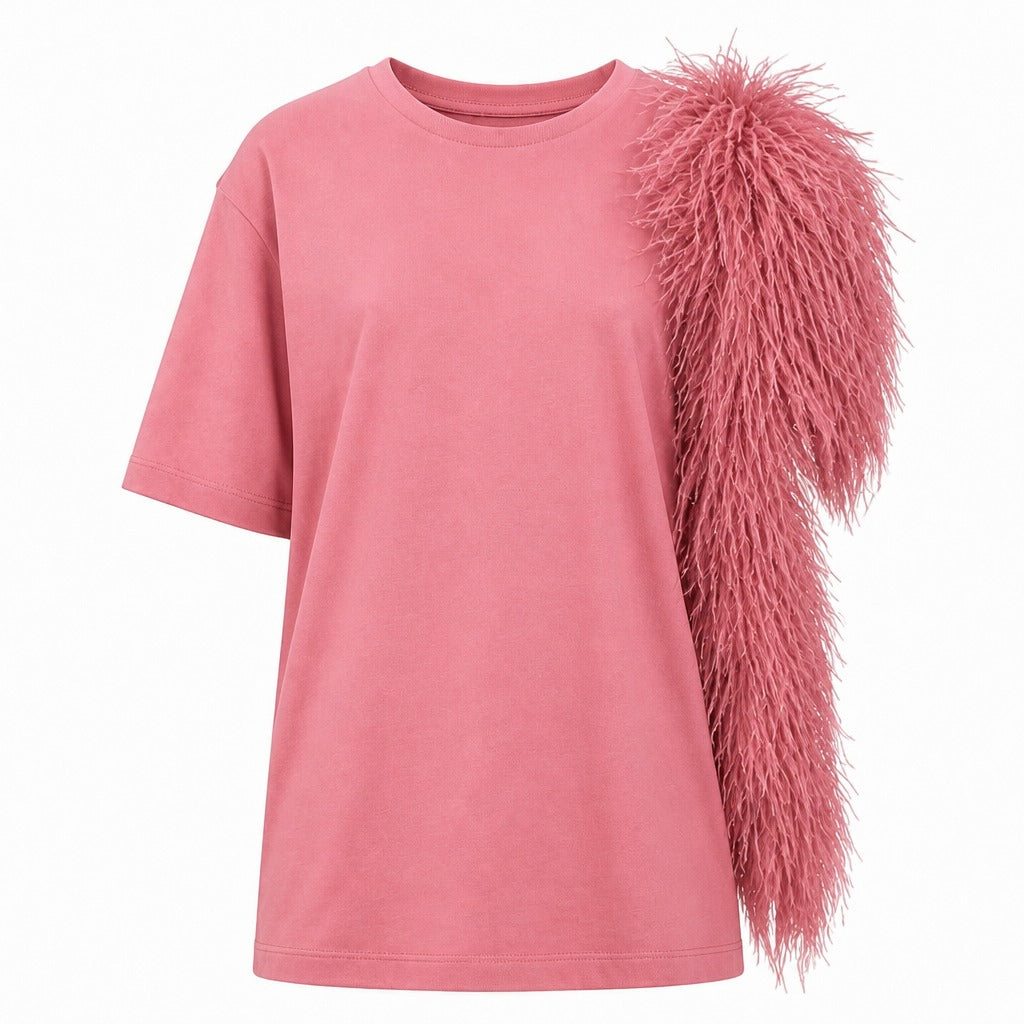 Audacious Feather Asymmetrical T-Shirt