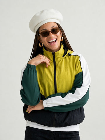 Vibrant Patchwork Hooded Jacket