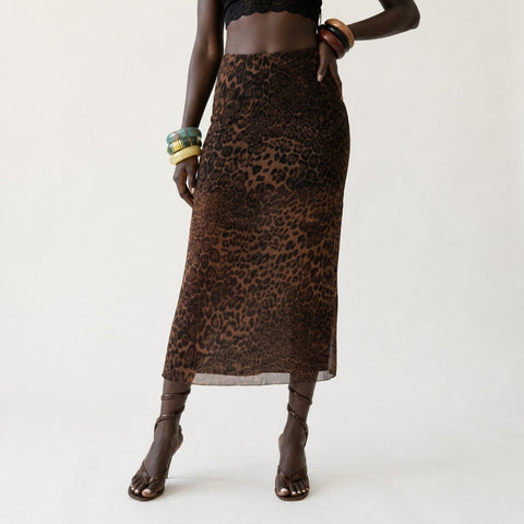 Fierce Leopard Sheer Midi Skirt