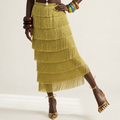 Wild Heart Tiered Tassel Maxi Skirt