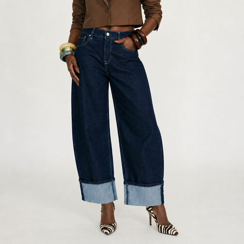 Free Spirit Cuffed Barrel Denim Jeans