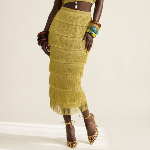 Wild Heart Tiered Tassel Maxi Skirt