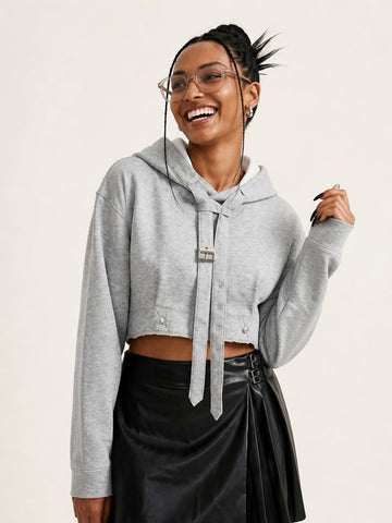 Audacious Buckle Cropped Hoodie