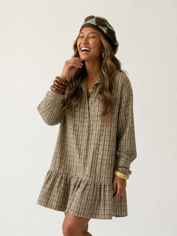 Wanderlust Plaid Ruffled Blouse