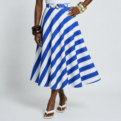 Wanderlust Striped A-Line Midi Skirt