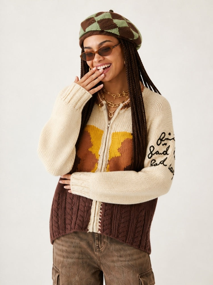 Unique Patchwork Knit Cardigan