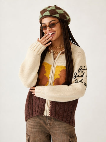 Unique Patchwork Knit Cardigan