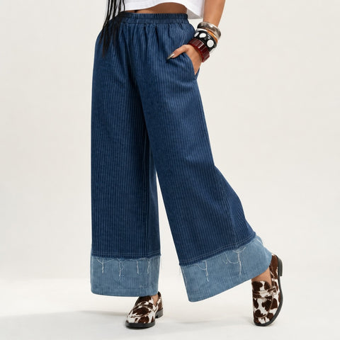Free Spirit Striped Wide-Leg Jeans