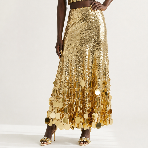 Luminous Gold Sequin Maxi Skirt