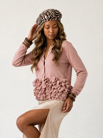 Ethereal Pleated Ruffle Cardigan