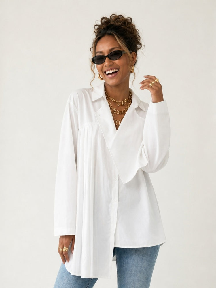 Unique Pleated Asymmetrical Blouse