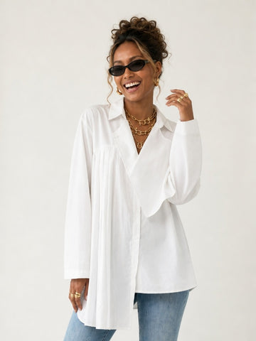 Unique Pleated Asymmetrical Blouse
