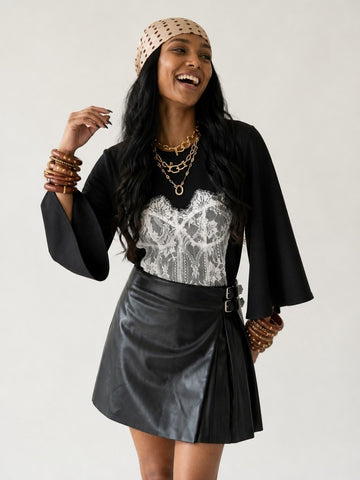 Confident Lace Flare Sleeve Top