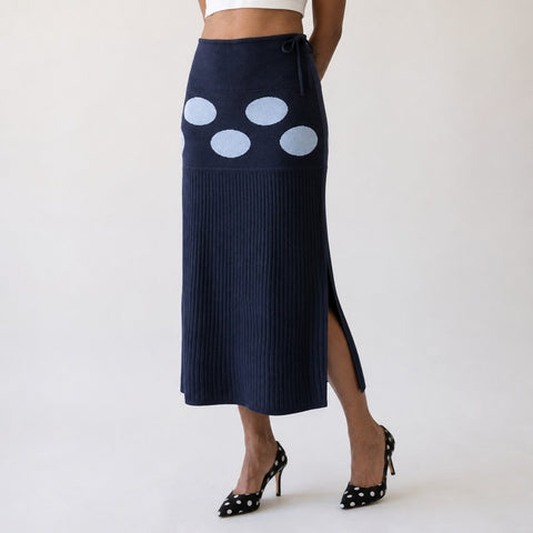 Unique Dot Knit Midi Skirt