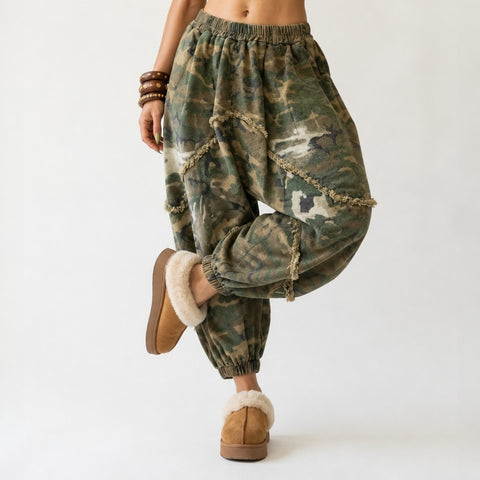Daring Camouflage Tassel Harem Pants