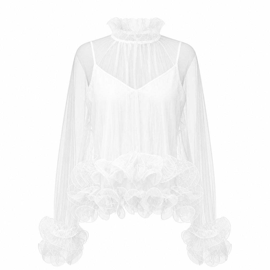 Audacious Ruffled Mesh Blouse