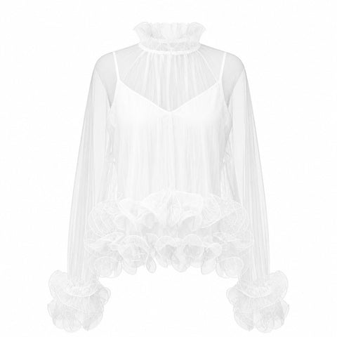 Audacious Ruffled Mesh Blouse