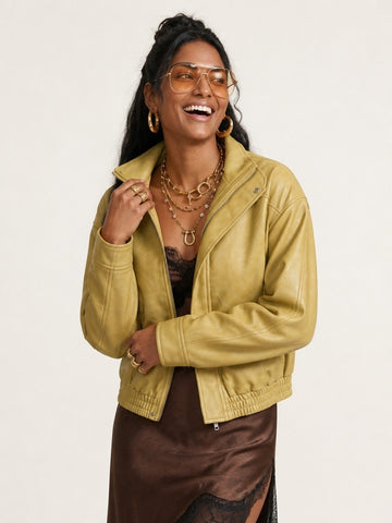 Confident Oversized Distressed Leather Jacket