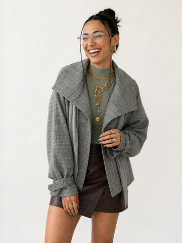 Grounded Plaid Oversized Trench Coat