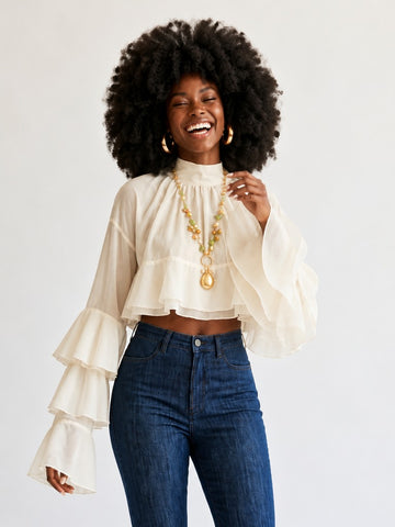 Ethereal Ruffled Chiffon Blouse