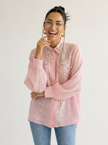 Radiant Pearl Embroidered Blouse