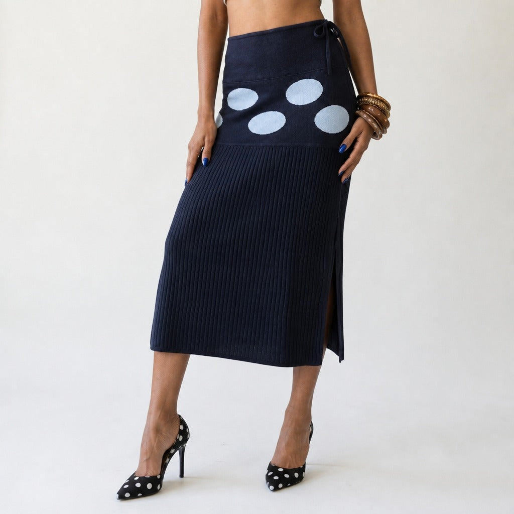 Unique Dot Knit Midi Skirt