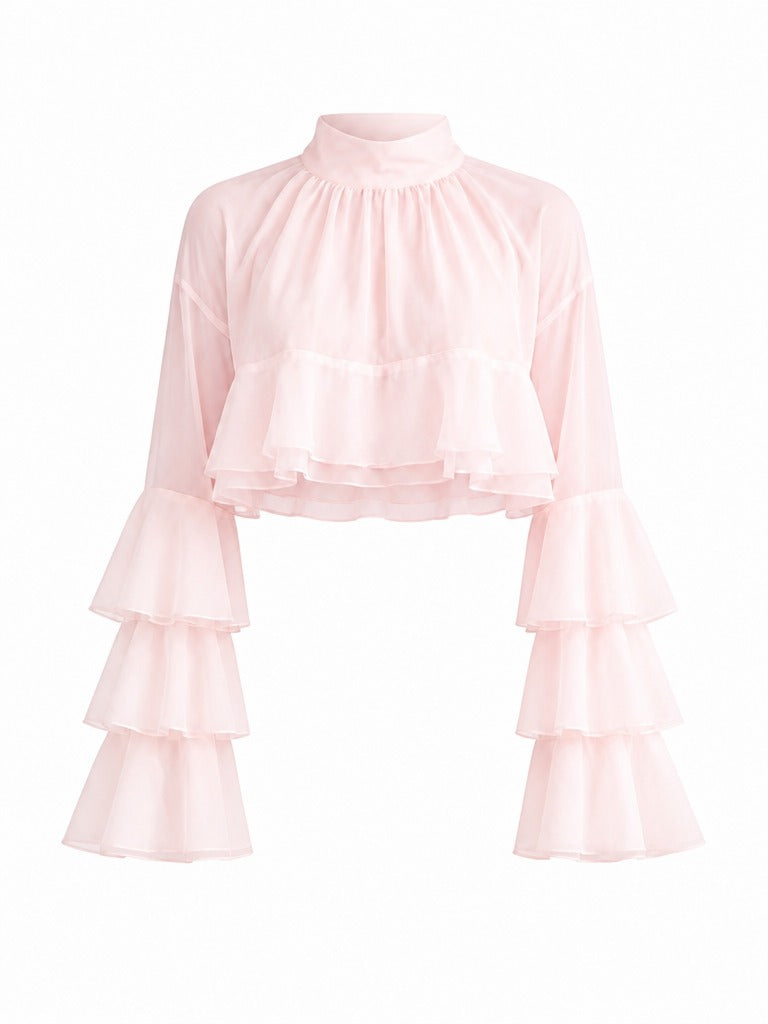 Ethereal Ruffled Chiffon Blouse