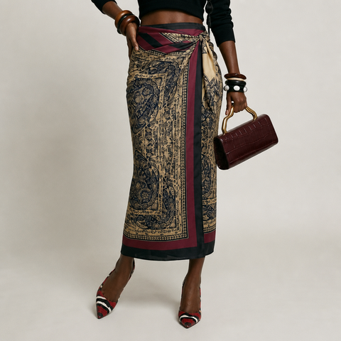 Wanderlust Paisley Wrap Midi Skirt