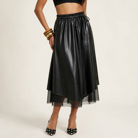 Audacious Pleated Mesh Midi Skirt