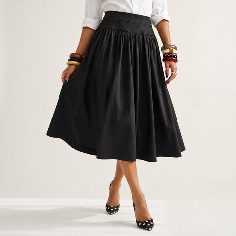Elegant Pleated Full Maxi Skirt