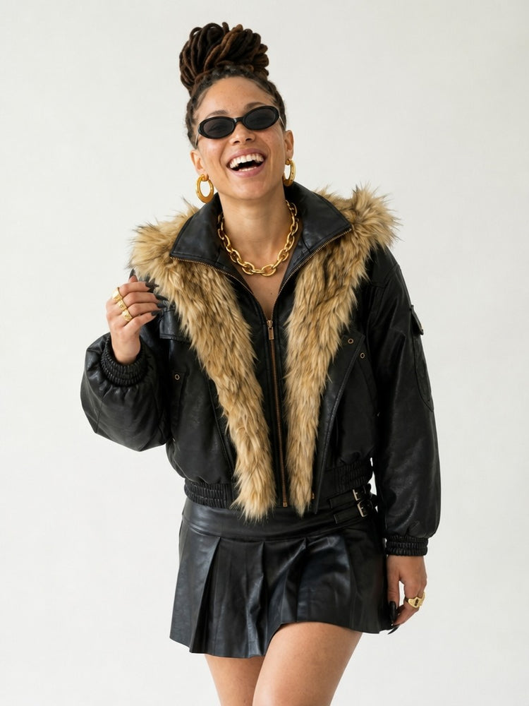 Fierce Faux Leather Fur Jacket