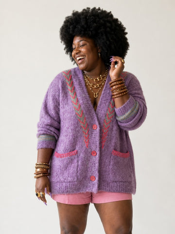 Magnetic Embroidered Knit Cardigan
