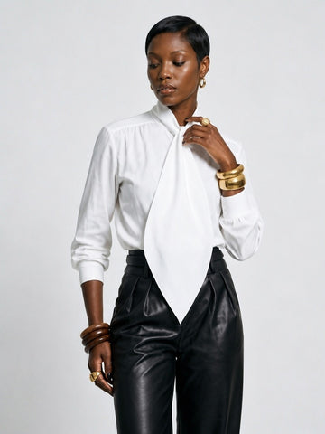 Elegant Statement Tie Blouse