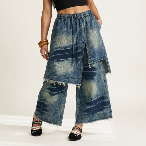 Unique Distressed Harem Denim Pants