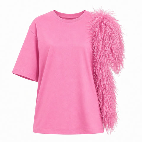 Audacious Feather Asymmetrical T-Shirt