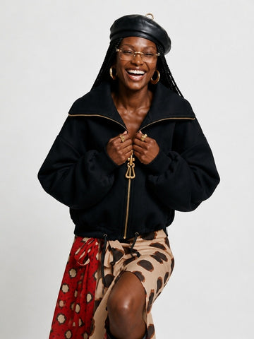 Fearless Gold Zipper Loose Jacket