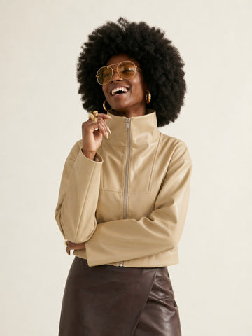 Confident Cropped Faux Leather Jacket