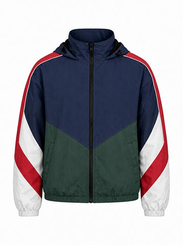 Vibrant Patchwork Hooded Jacket