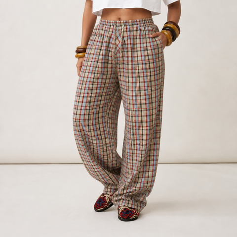 Free Spirit Plaid Wide-Leg Pants