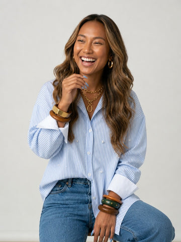 Radiant Pearl Striped Blouse