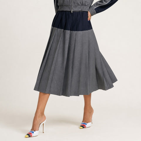 Grounded Spliced Pleated Skirt Set