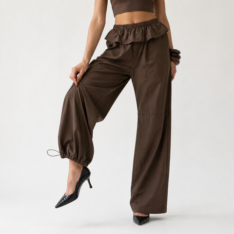 Grounded Ruffle Wide Leg Pants