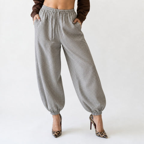 Grounded Gingham Wide Leg Pants