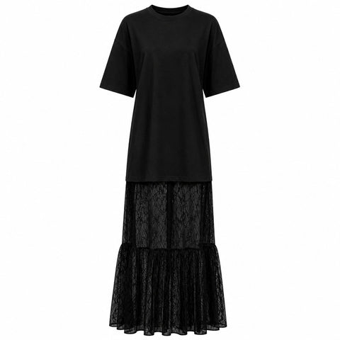 Divine Lace Ruffle Maxi Dress