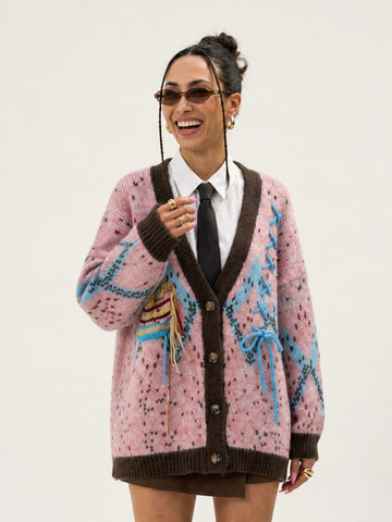 Unique Embroidered Knit Cardigan