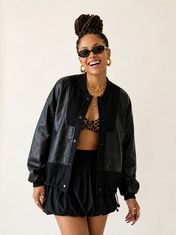 Audacious PU Patchwork Jacket