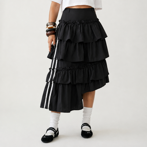 Audacious Tiered Ruffle Midi Skirt